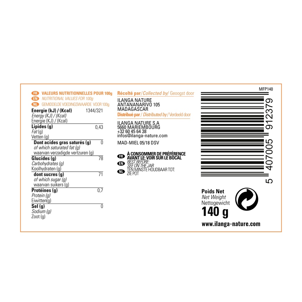 les informations sur le miel de forêts primaires 140g