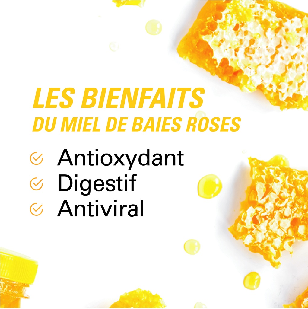 les bienfaits du miel de baies roses 140g