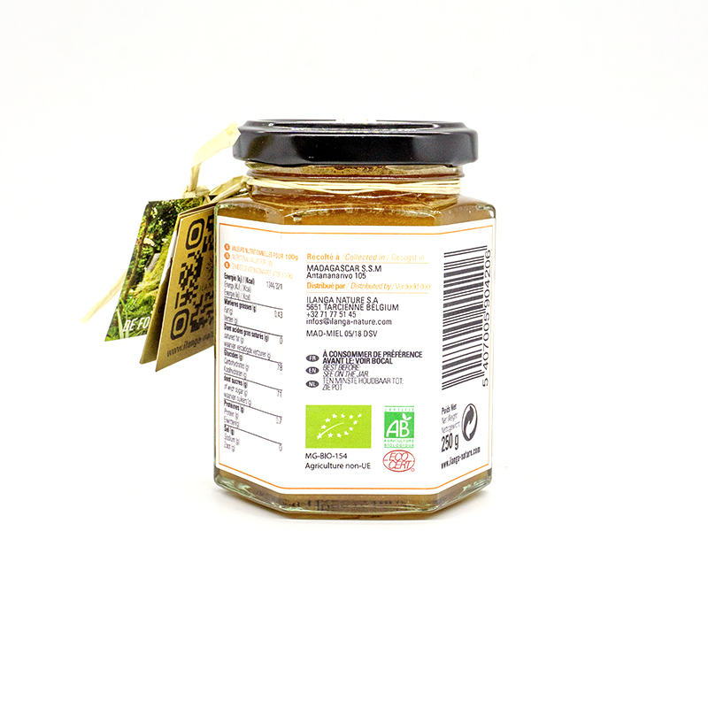 le miel de forêts humides 250g BIO vue de dos