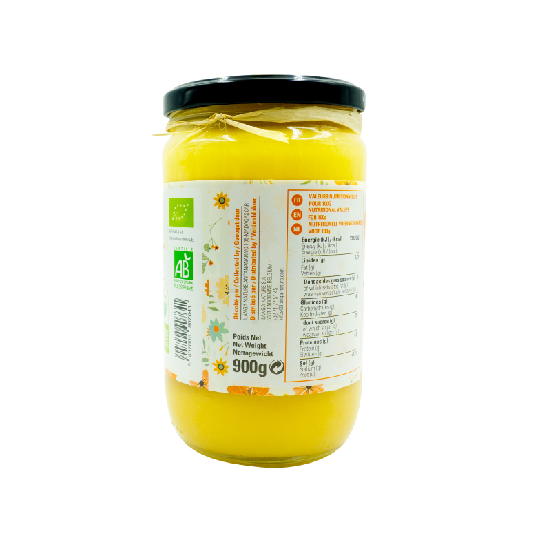 le miel de litchi 900g BIO vu de dos