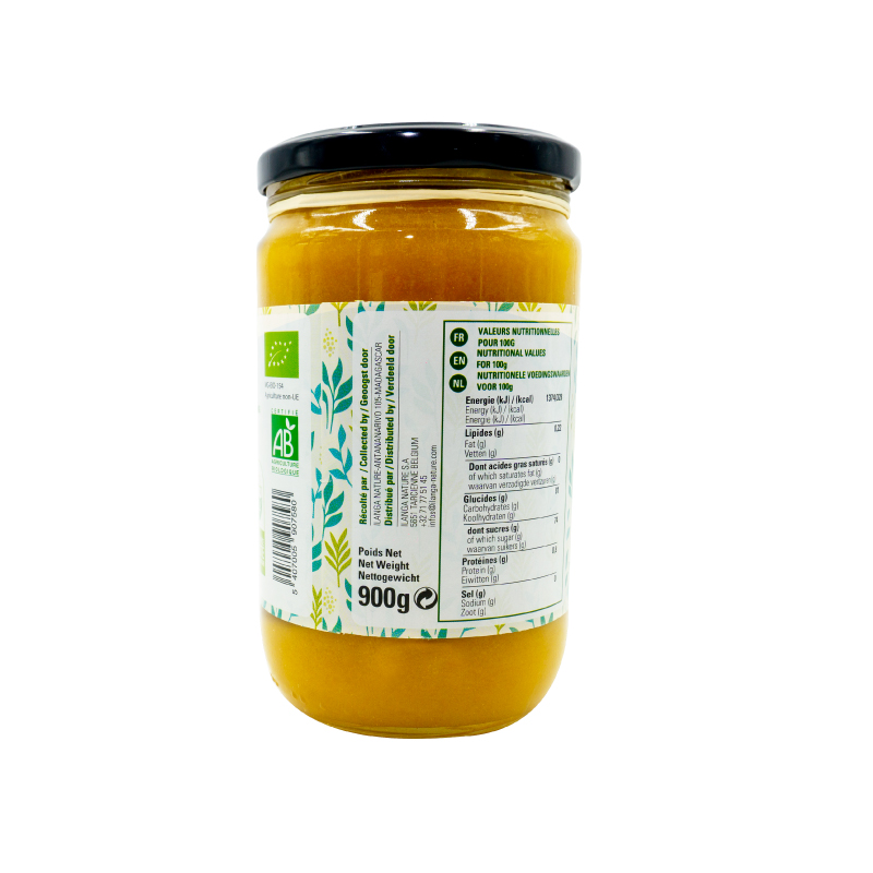 le miel d'eucalyptus 900g BIO vu de dos