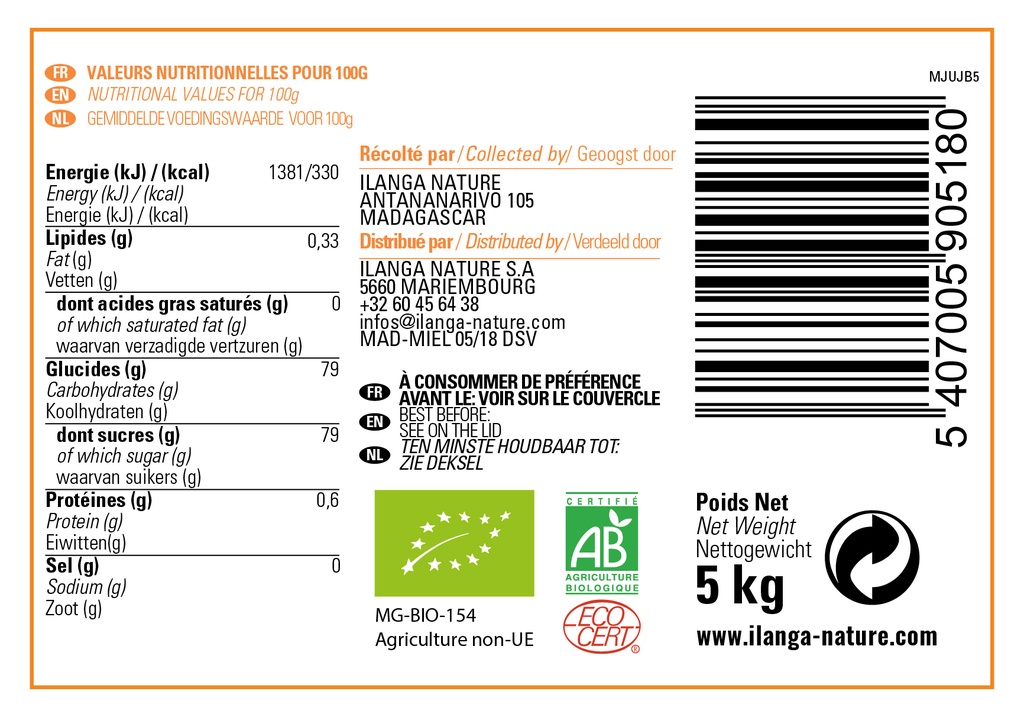 Miel de Jujubier 5kg - BIO