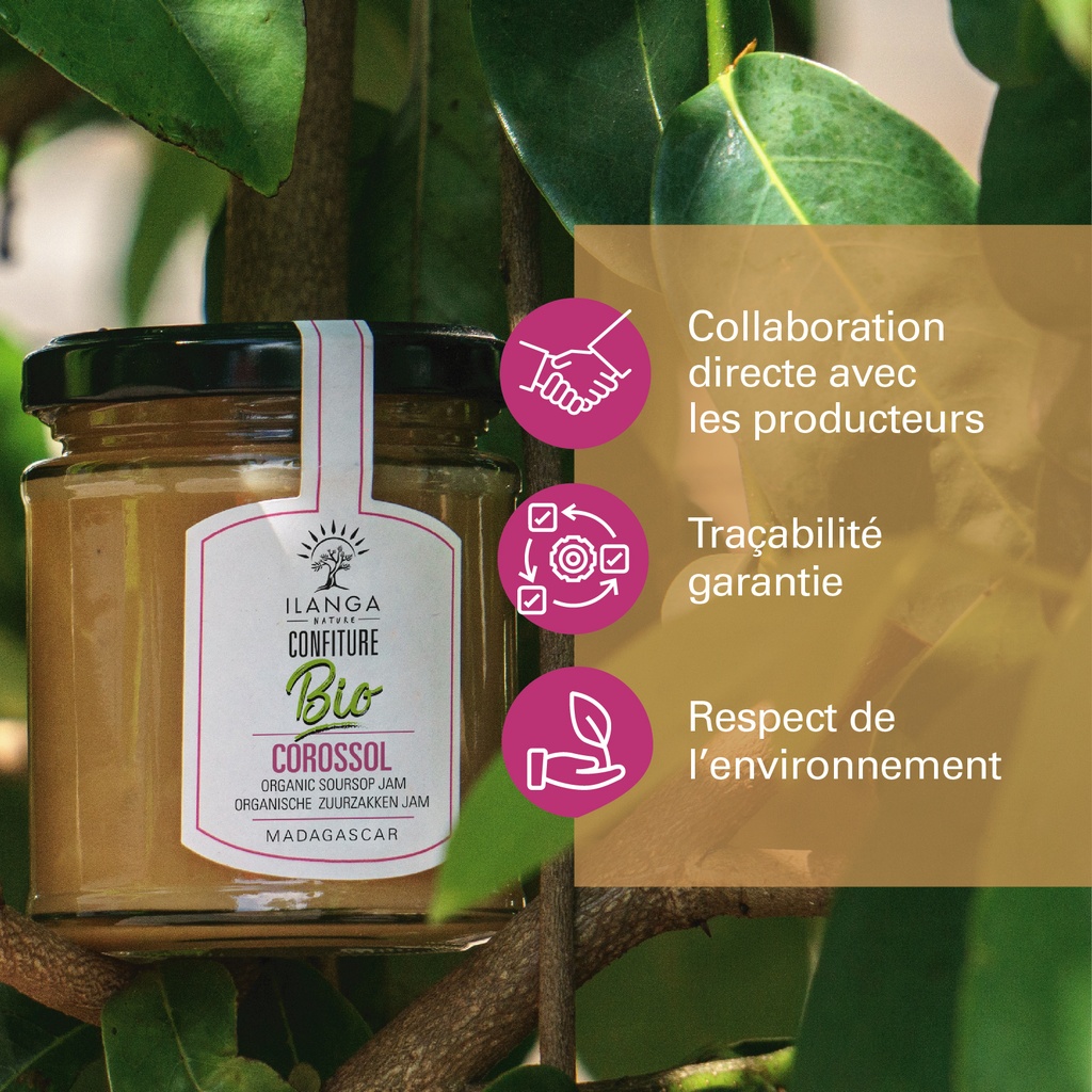 Les valeurs de la confiture de corossol au sucre de canne 220g BIO