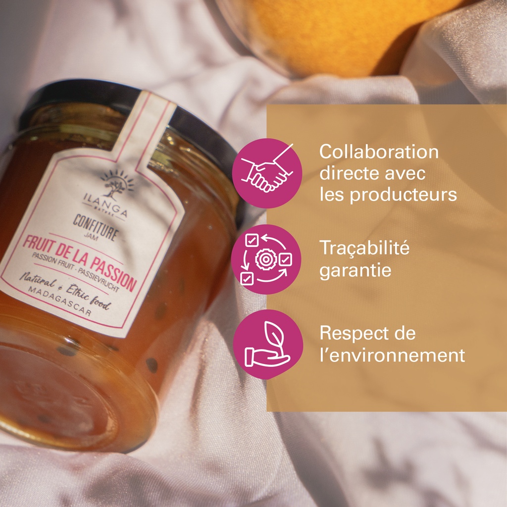 les valeurs de la confiture du fruit de la passion 220g