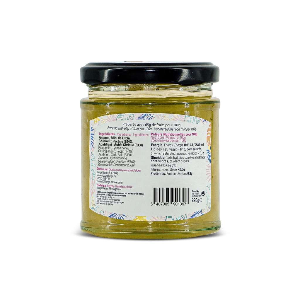 La confiture d'ananas 220g vue de dos