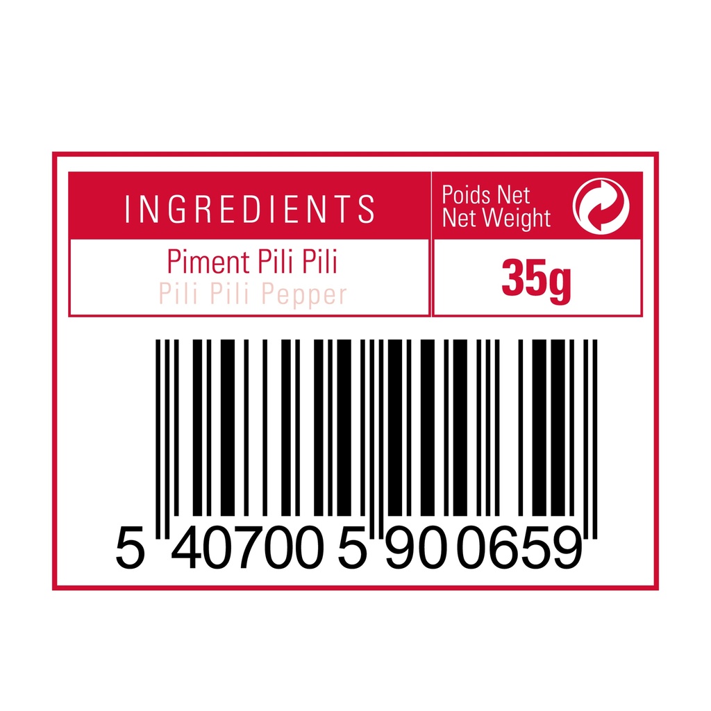 étiquette du pili pili 35g