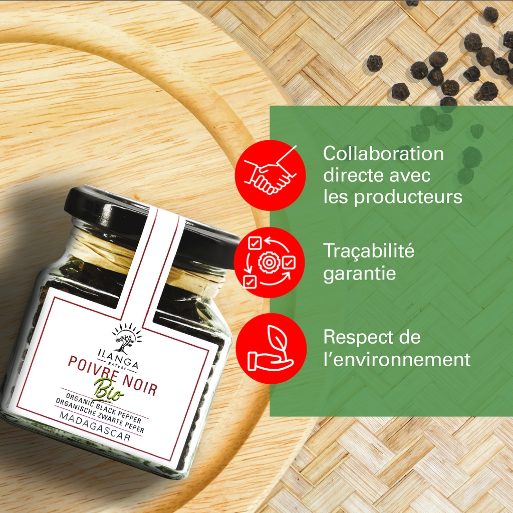 les valeurs du poivre noir en grains 65g BIO