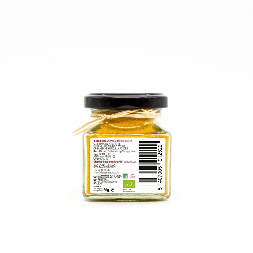 le curcuma en poudre 60g BIO vu de dos