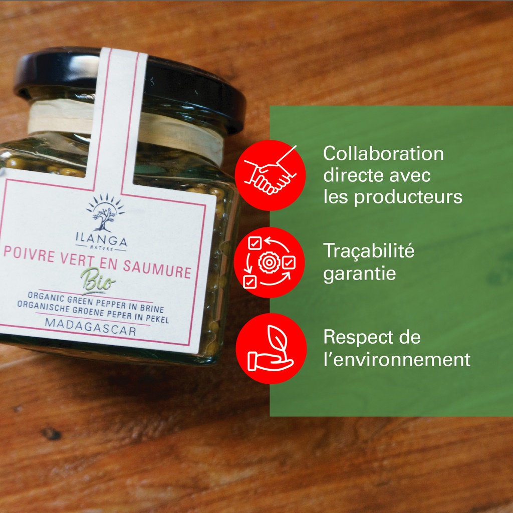 les valeurs du poivre vert en saumure 120g  BIO