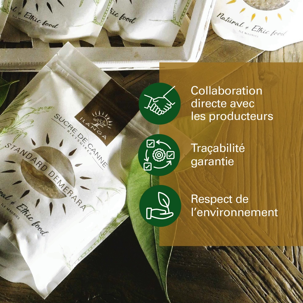 les valeurs du sucre de canne standard Demerara 500g