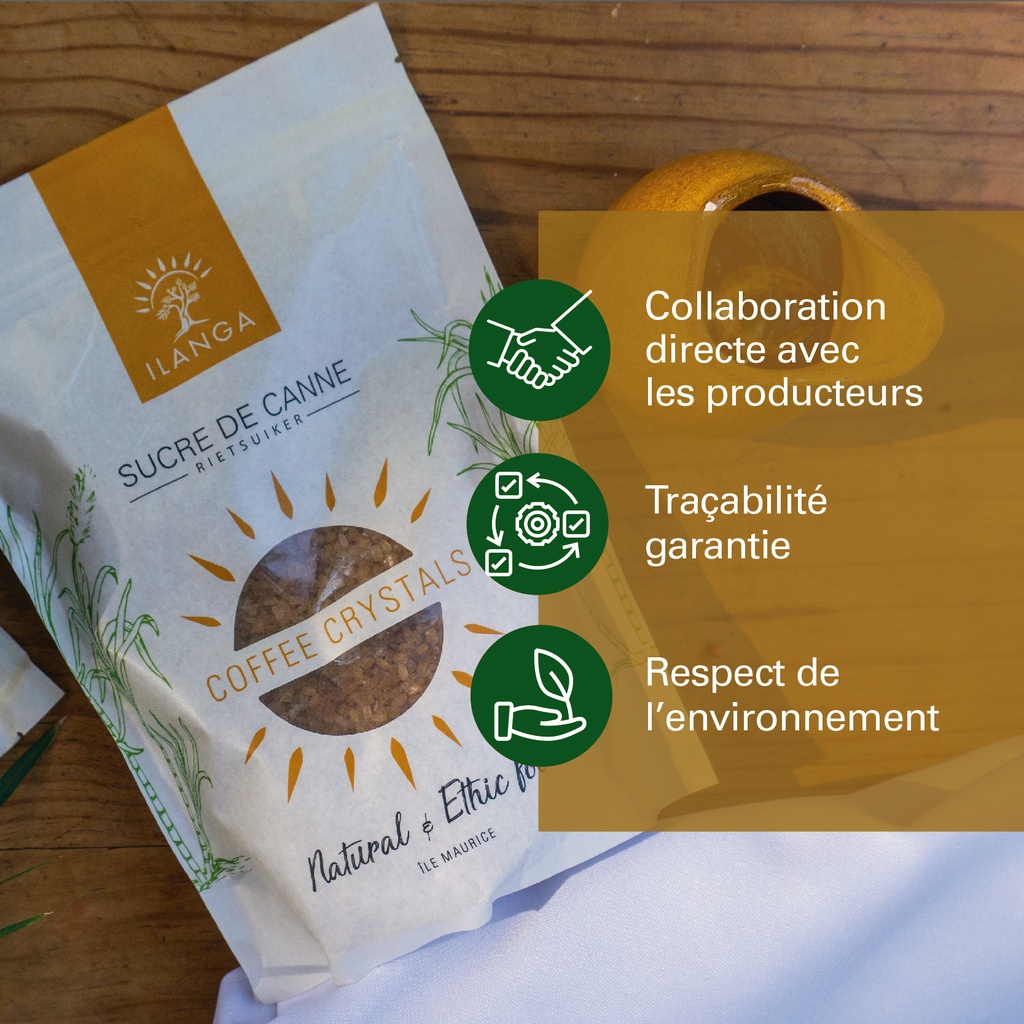 les valeurs du sucre de canne coffee crystals 500g