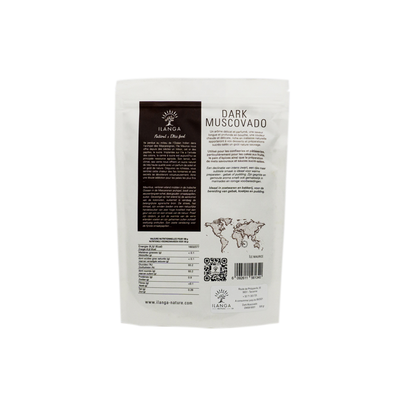 le sucre de canne dark muscovado 500g vu de dos