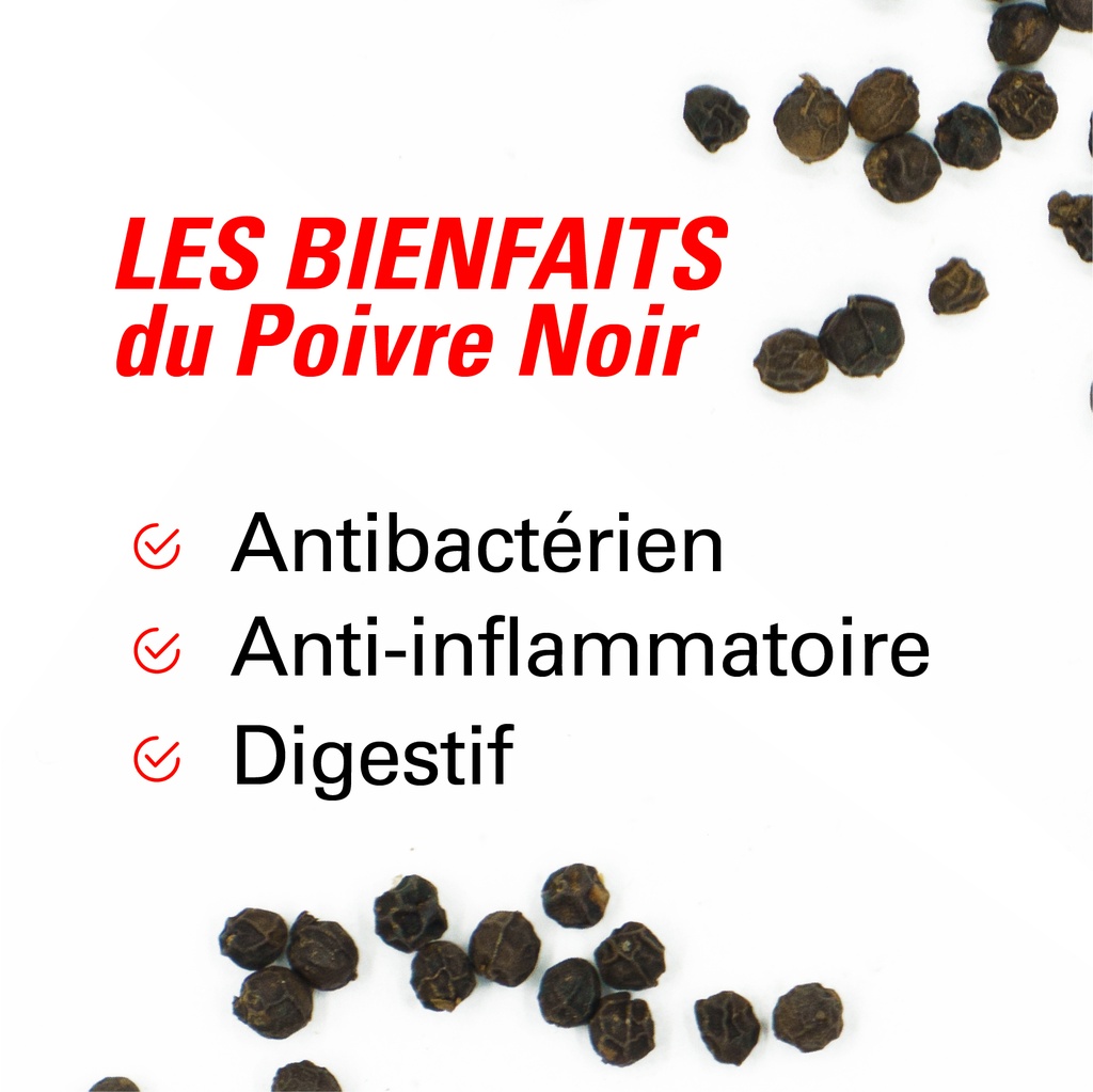 les bienfaits du poivre noir en grains 150g BIO