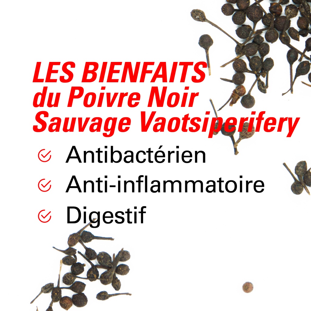 les bienfaits du poivre noir sauvage voatsiperifery 150g