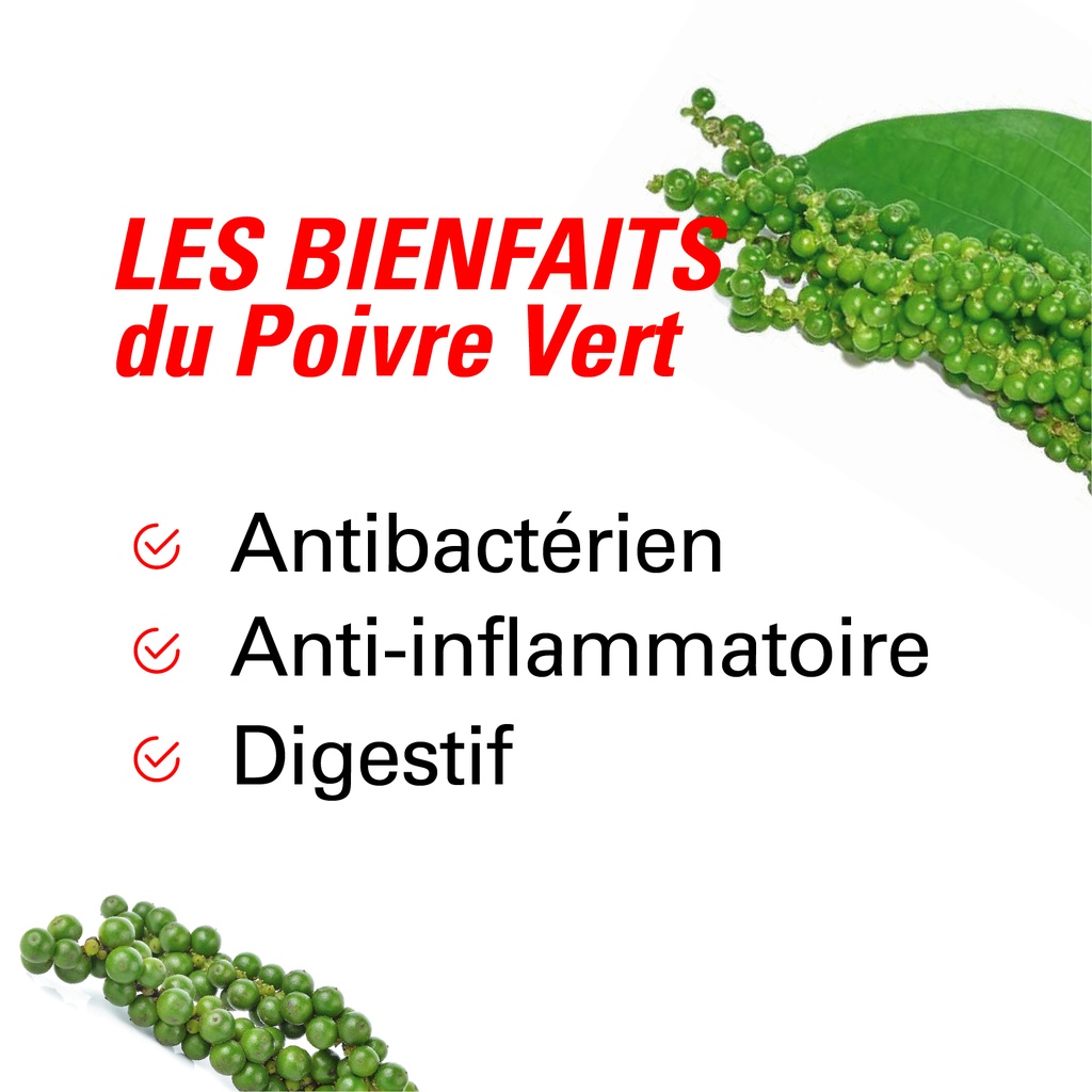 les bienfaits du poivre vert en saumure 180g