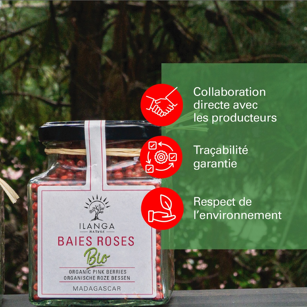 les valeurs de la baies roses 75g BIO