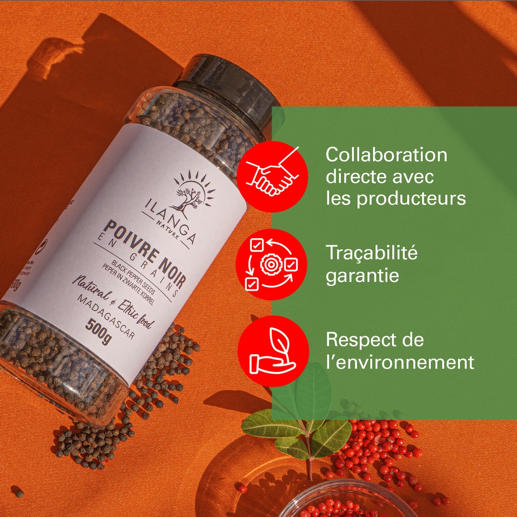 les valeurs du poivre noir en grains 500g