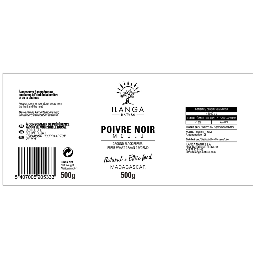 Poivre Noir Moulu PET 500g
