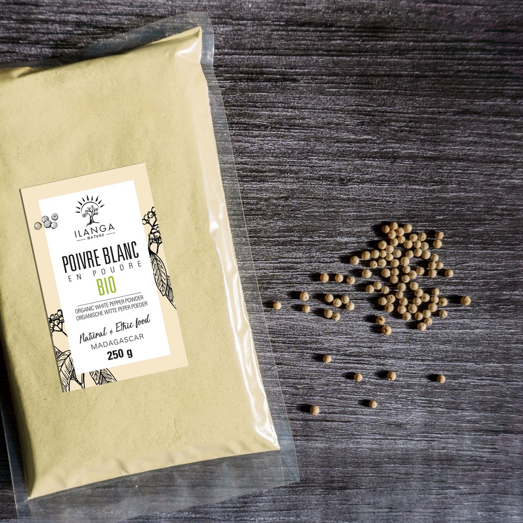 le poivre blanc en poudre 250g BIO en situation