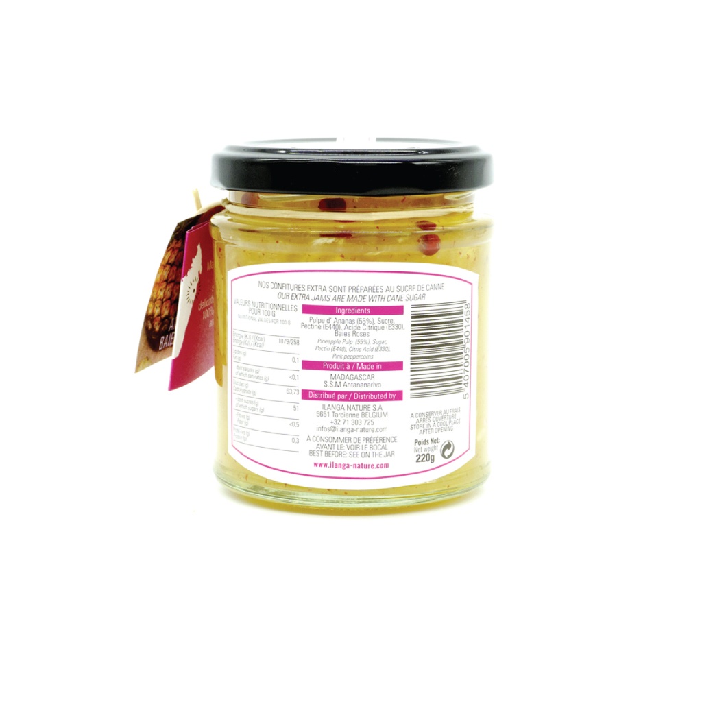 Confiture d'Ananas Baies Roses 220g