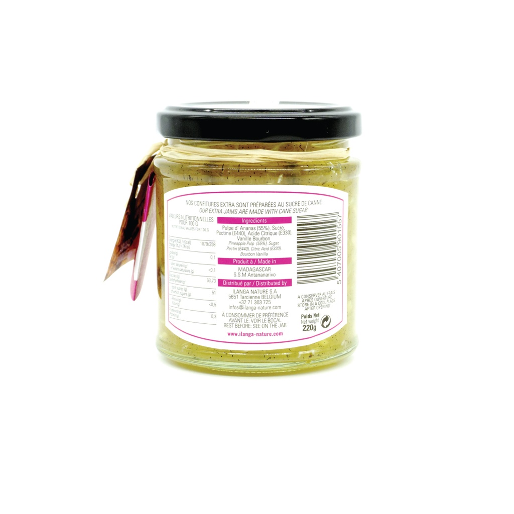la confiture d'ananas vanille 220g vue de dos