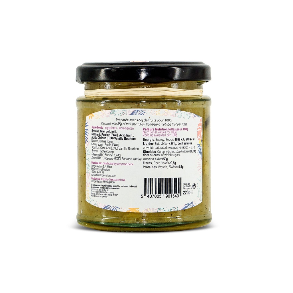 la confiture banane vanille 220g vu de dos