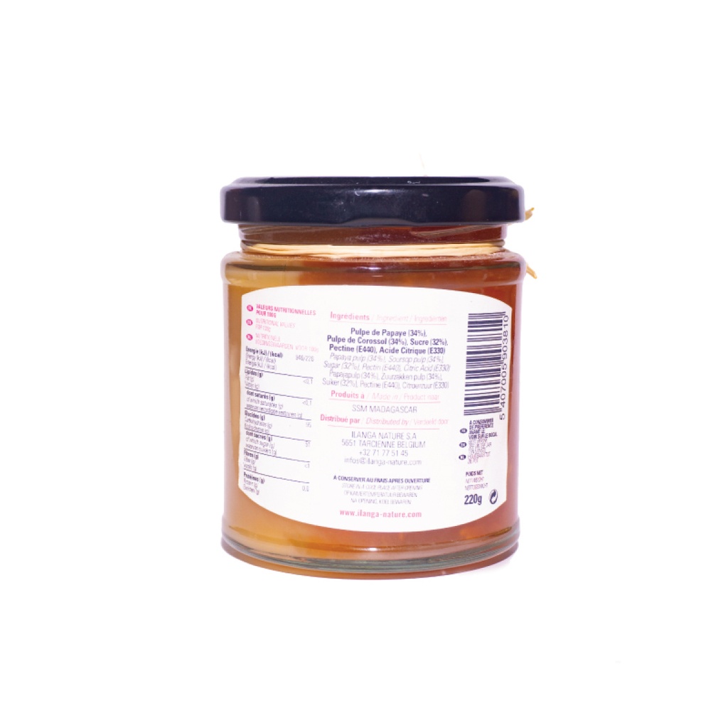 la confiture duo corossol & papaye 220g vue de dos