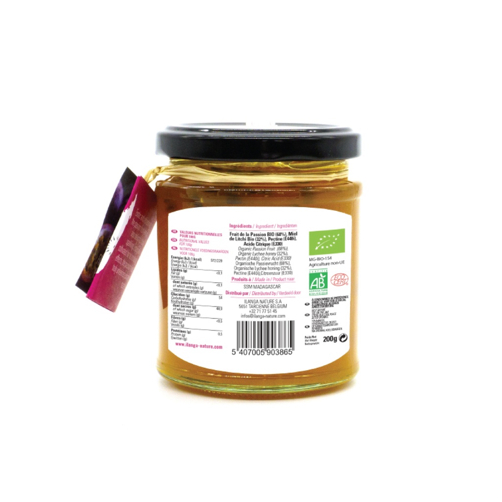 Confiture Fruit de la Passion au Miel de Litchi 200g - BIO
