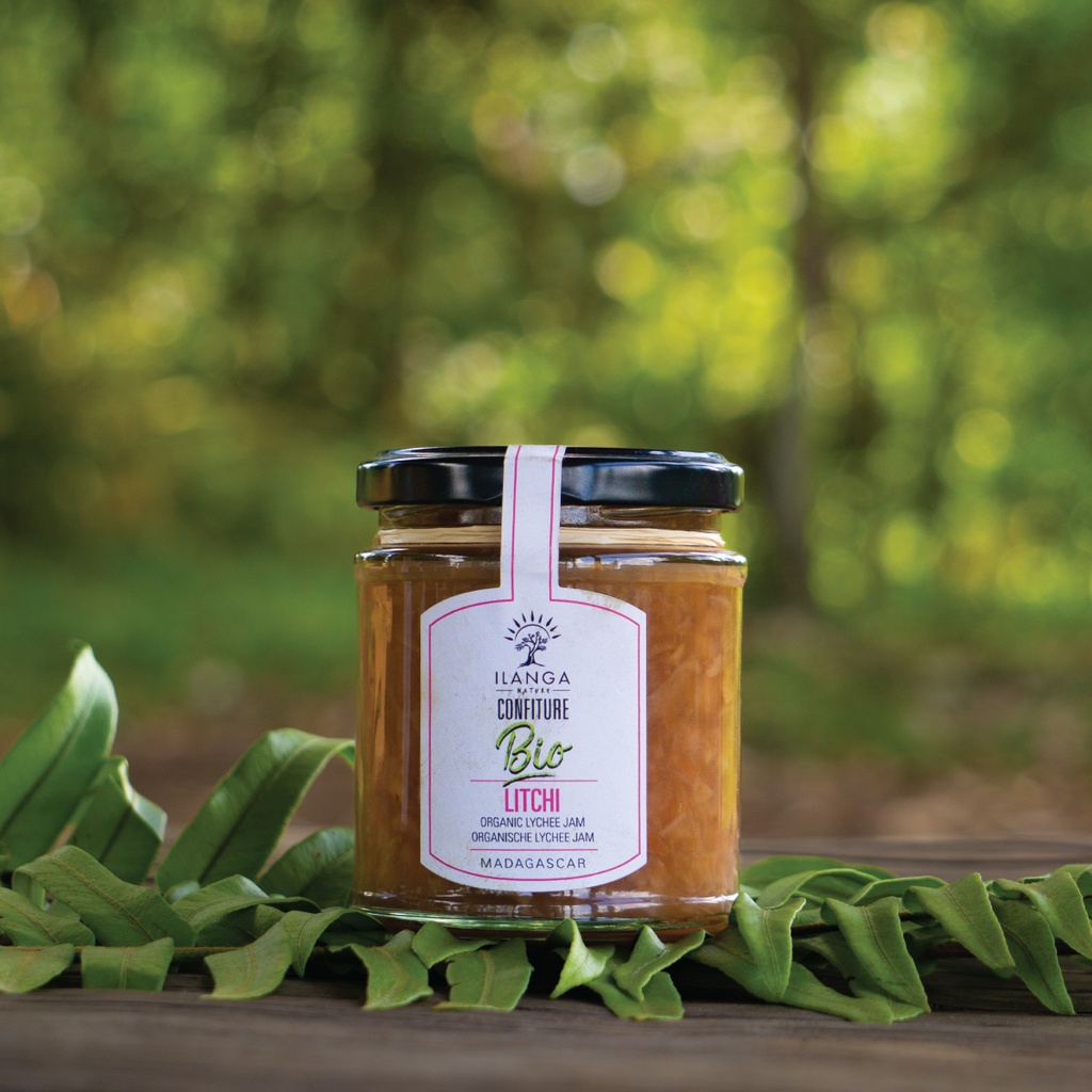 la confiture litchi au sucre de canne 220g BIO en situation