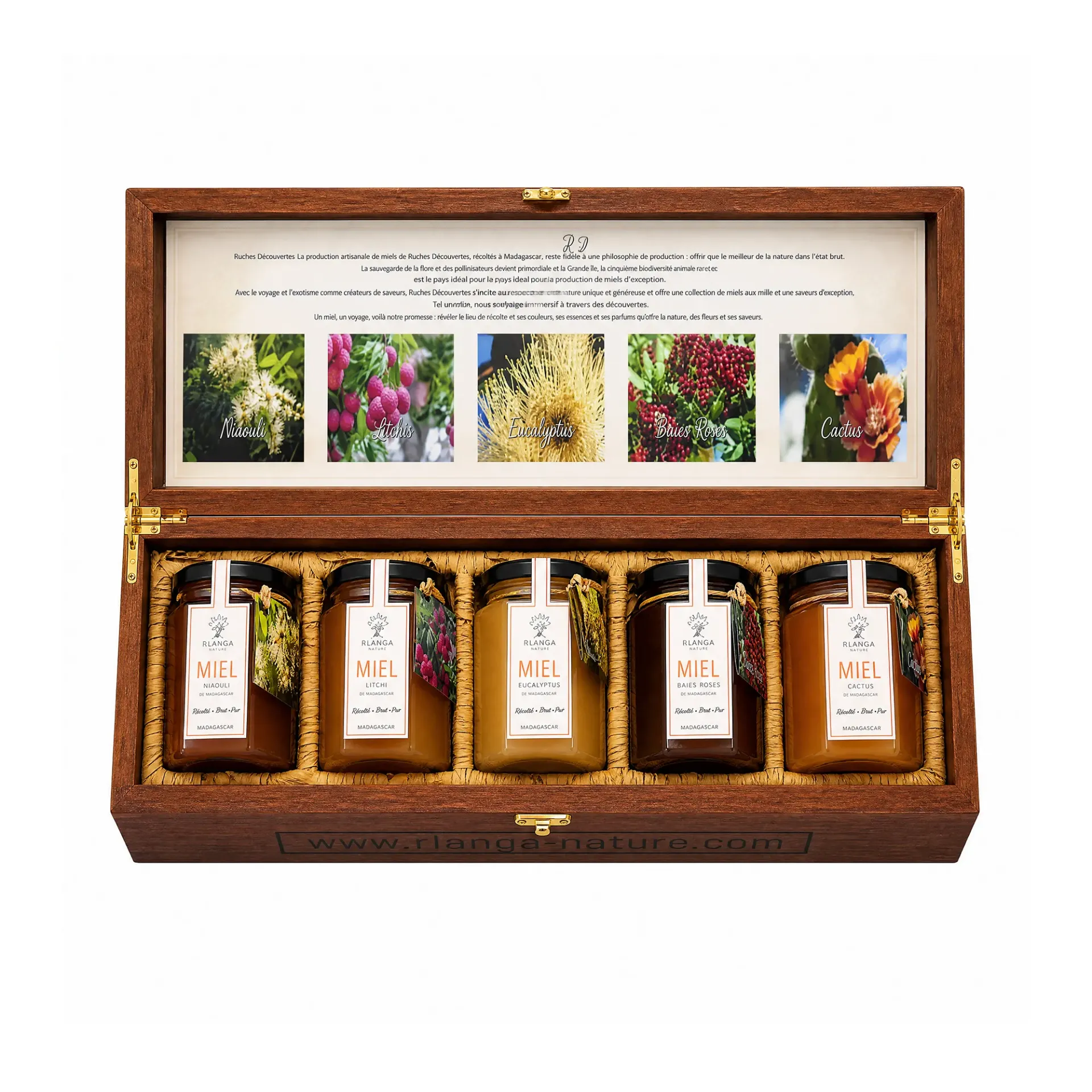 [5901618] La Collection de 5 Miels 250g - Coffret en Bois